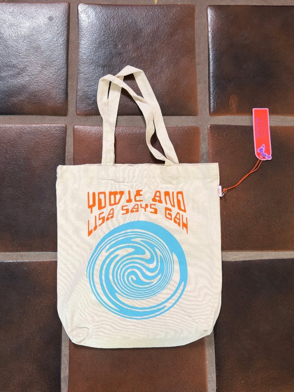 YOWIE x Lisa Says Gah Graphic Canvas Tote Bag - Cream Blue Orange